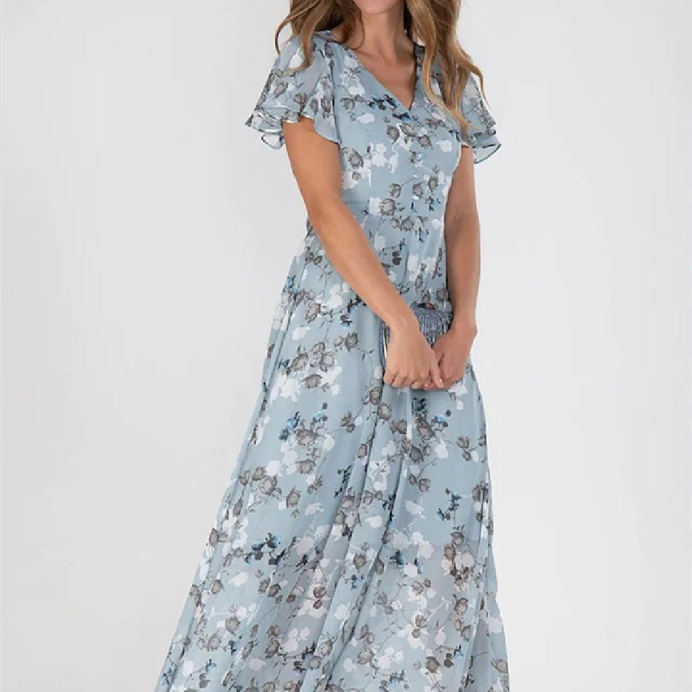 Gabrielle – Women's Elegant Maxi Dress with Butterfly Sleeves – Airy and Romantic