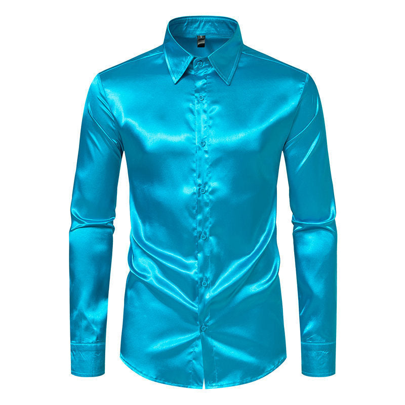 Gabriel – Shiny Satin Shirt in Solid Color