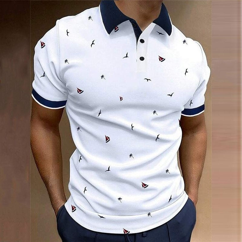 Neville – Short Sleeve Street Style Shirt with Sailboat Print