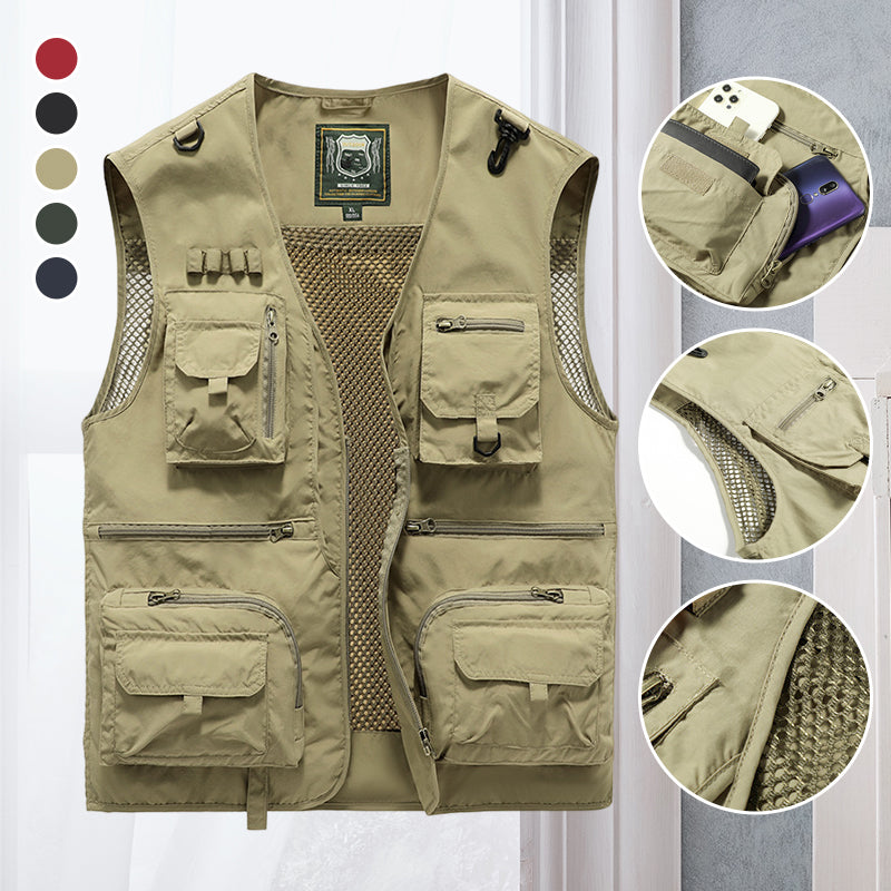 Heren outdoor bodywarmer met meerdere zakken – Praktisch voor vissen, wandelen en reizen