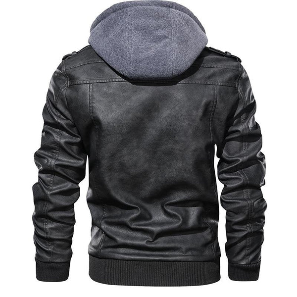 Men's Urban Motorcycle Jacket with Removable Hood – Streetwear Style and Comfort