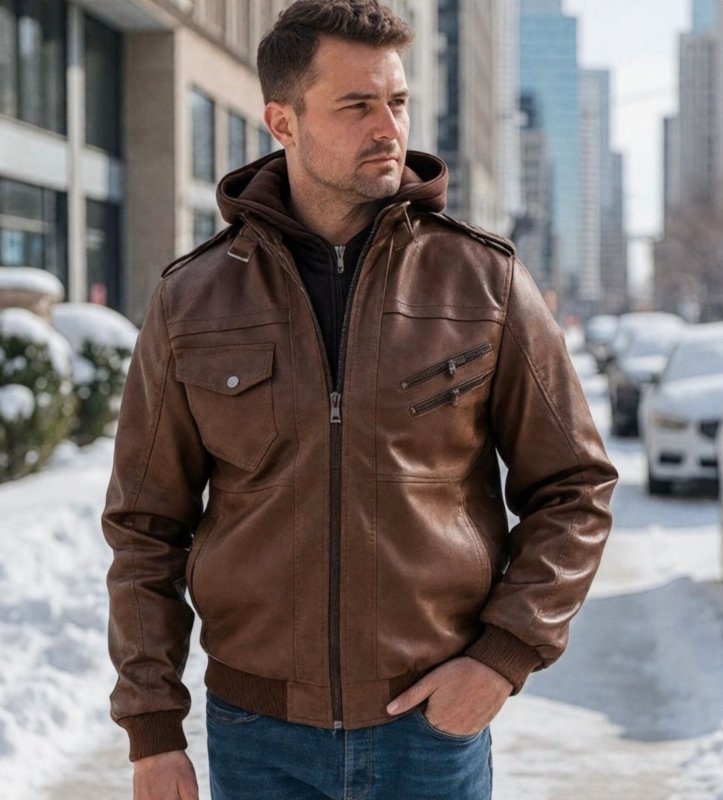 Heren Urban Motorjack met Afneembare Capuchon – Streetwear Stijl en Comfort