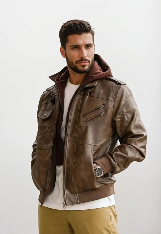 Heren Urban Motorjack met Afneembare Capuchon – Streetwear Stijl en Comfort