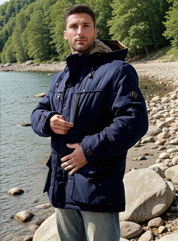 Men's Outdoor Winter Jacket with Detachable Hood and Fleece Lining - Fashion Parka for Cold Days