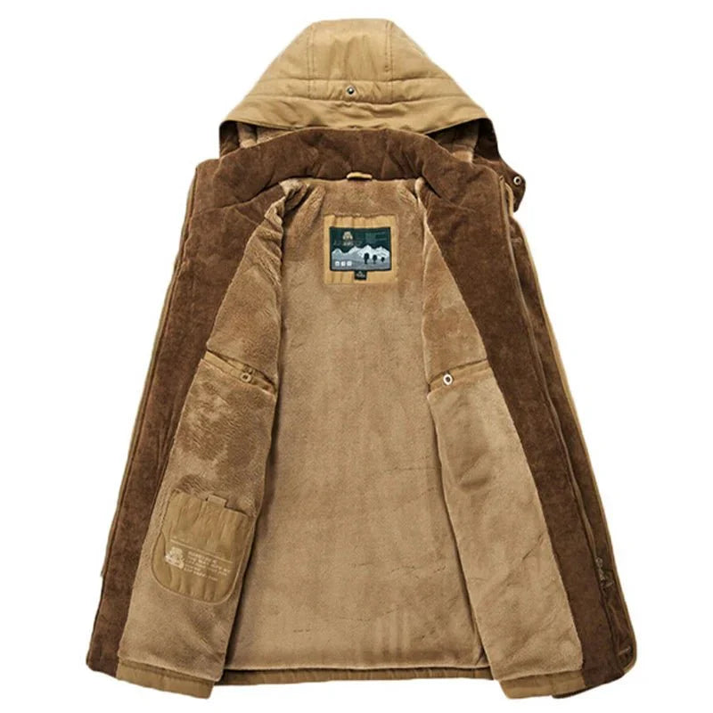 Men's Outdoor Winter Jacket with Detachable Hood and Fleece Lining - Fashion Parka for Cold Days