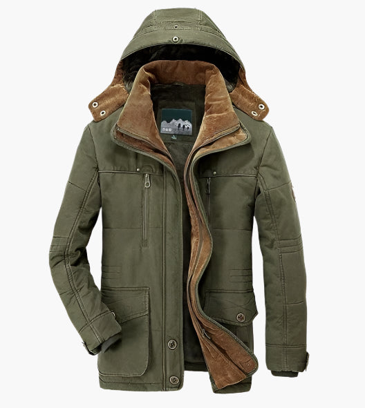 Men's Outdoor Winter Jacket with Detachable Hood and Fleece Lining - Fashion Parka for Cold Days
