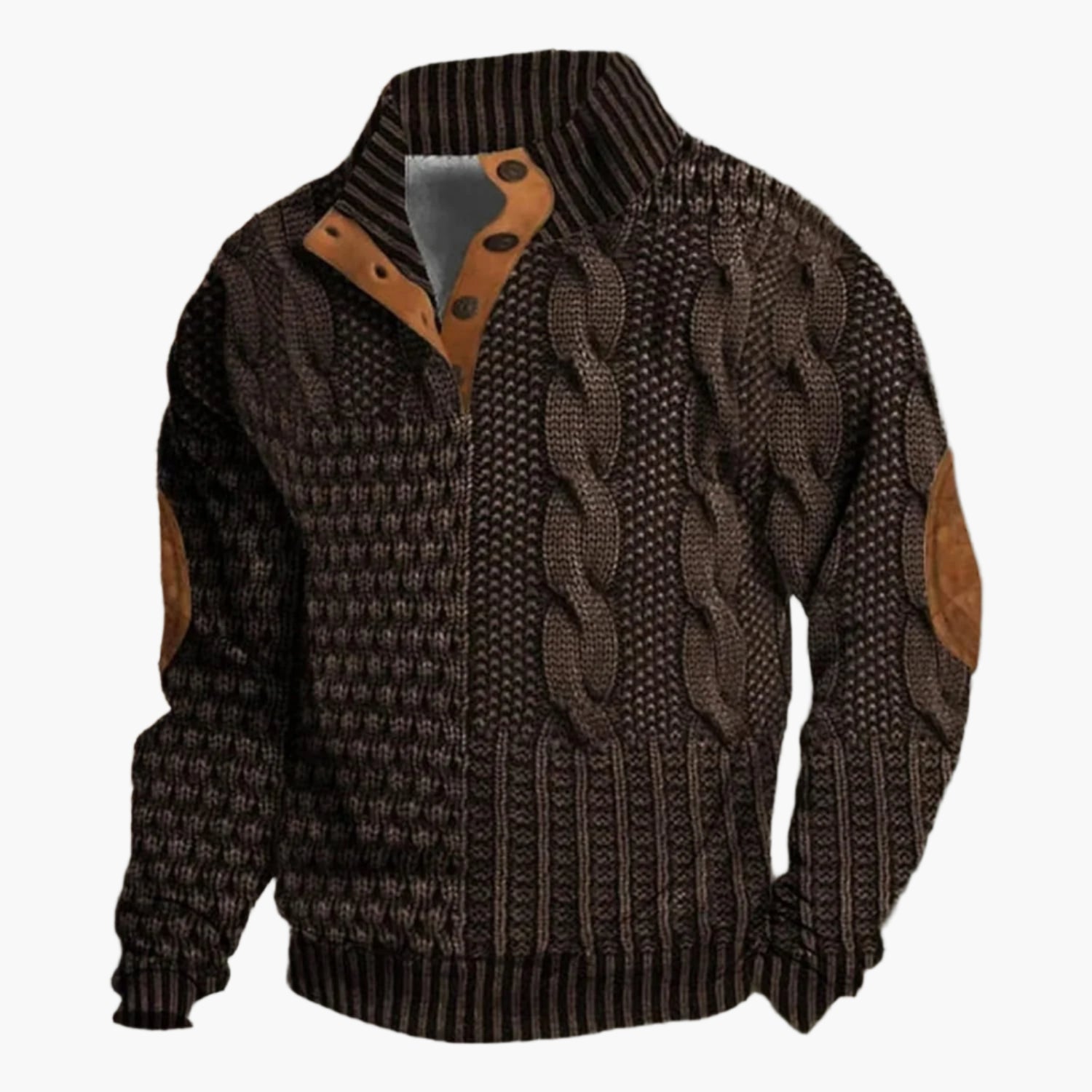 Men's Vintage Knitted Print Bomber Jacket – Casual Style and Unique Look