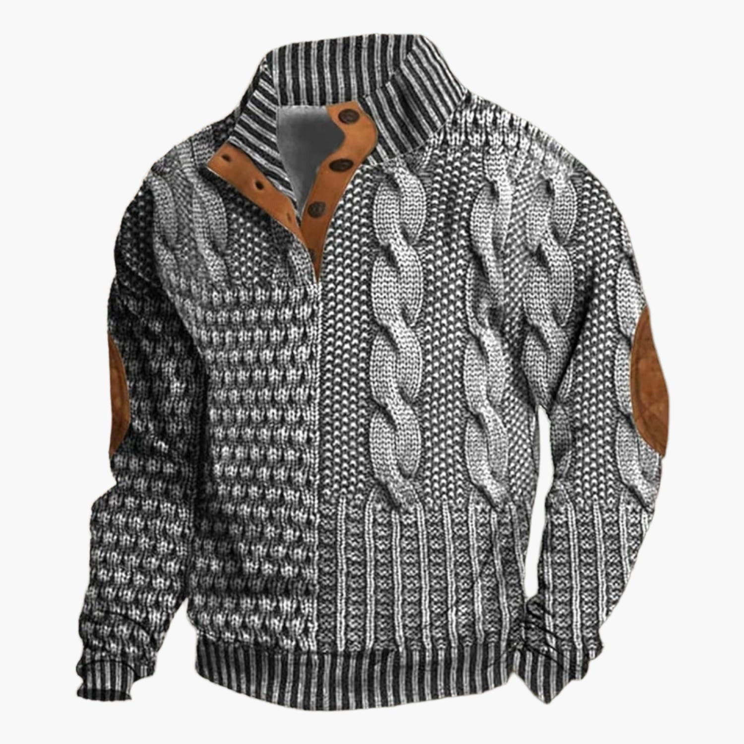 Men's Vintage Knitted Print Bomber Jacket – Casual Style and Unique Look