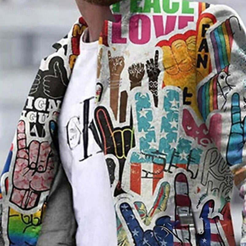 Men's Streetwear Long Coat with Graphic Print – Trendy Fashion Coat for Every Occasion
