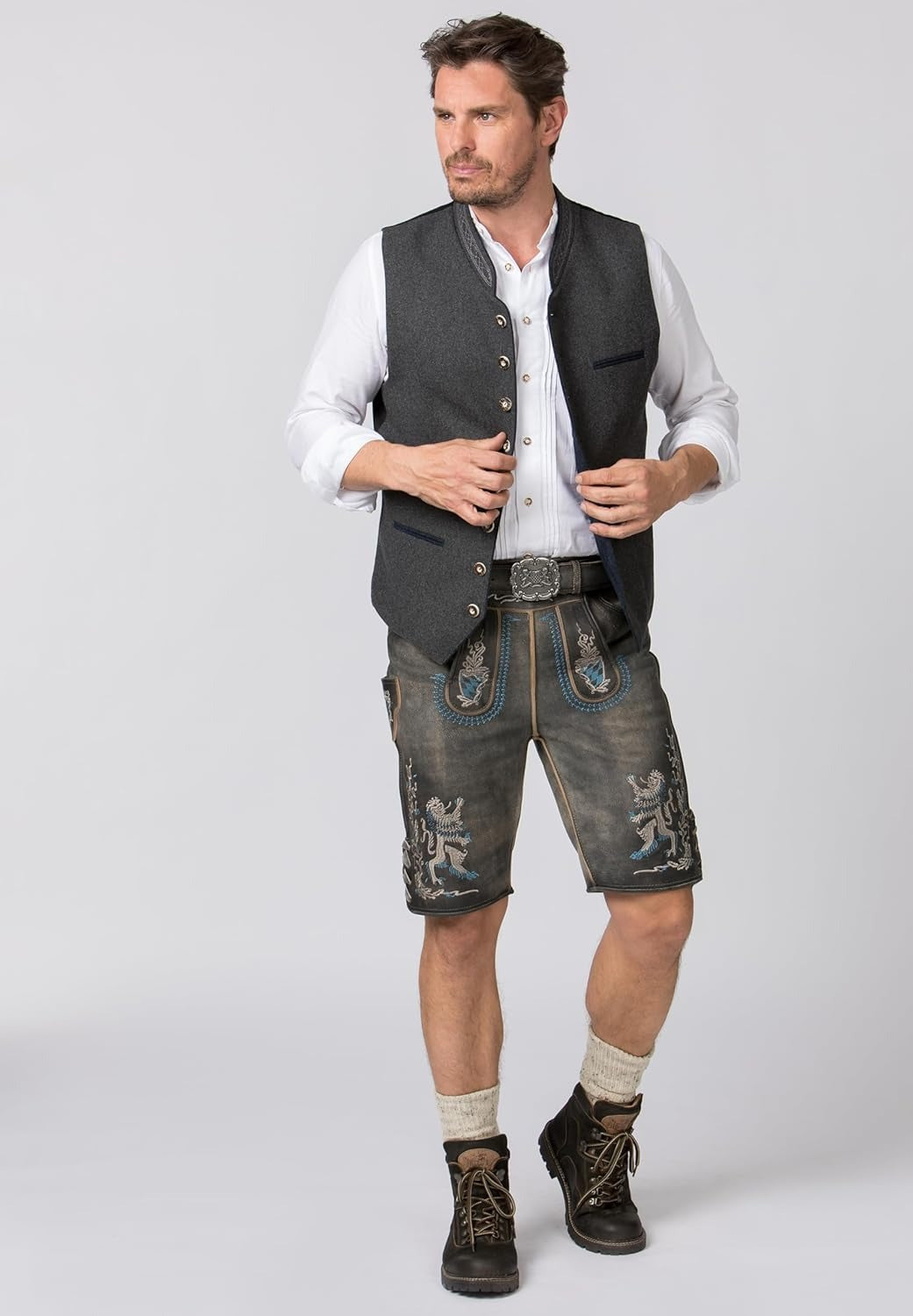 Men's traditional jacket with stand-up collar – classic vest for Oktoberfest & folk festivals
