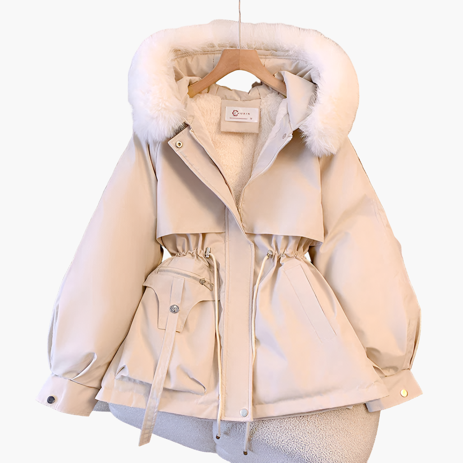 Women's Winter Coat with Hood and Fleece Lining – Stylish Warm Parka for Cold Days