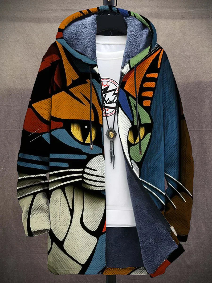 Women's Hoodie with Artistic Cat Print – Comfortable Creative Streetwear