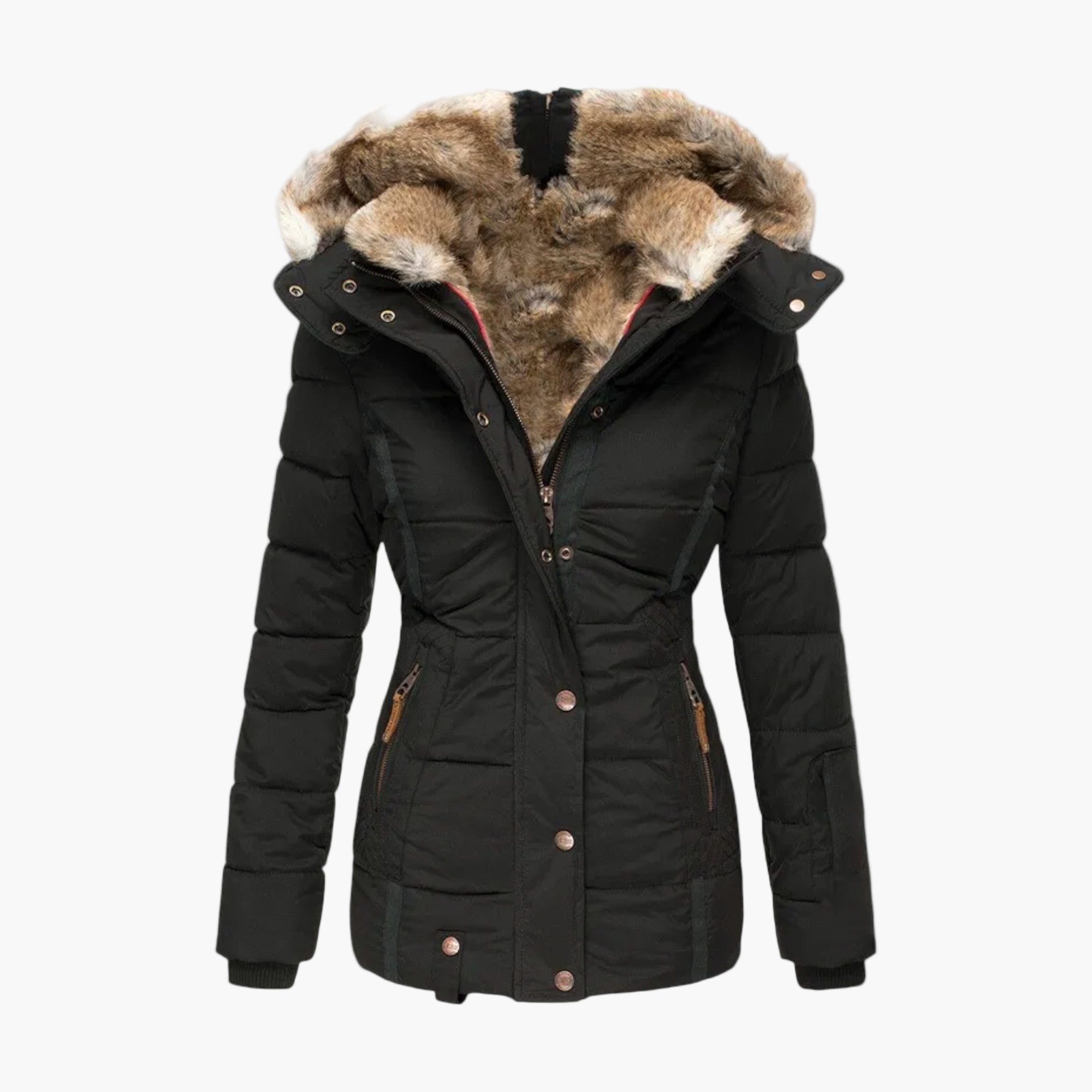 Women's Winter Coat with Luxury Fur Lining – Elegant Quilted Jacket for Cold Days