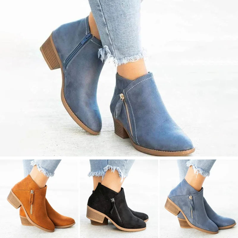 Women's Ankle Boots with Heel – Stylish Casual Spring/Autumn Shoes