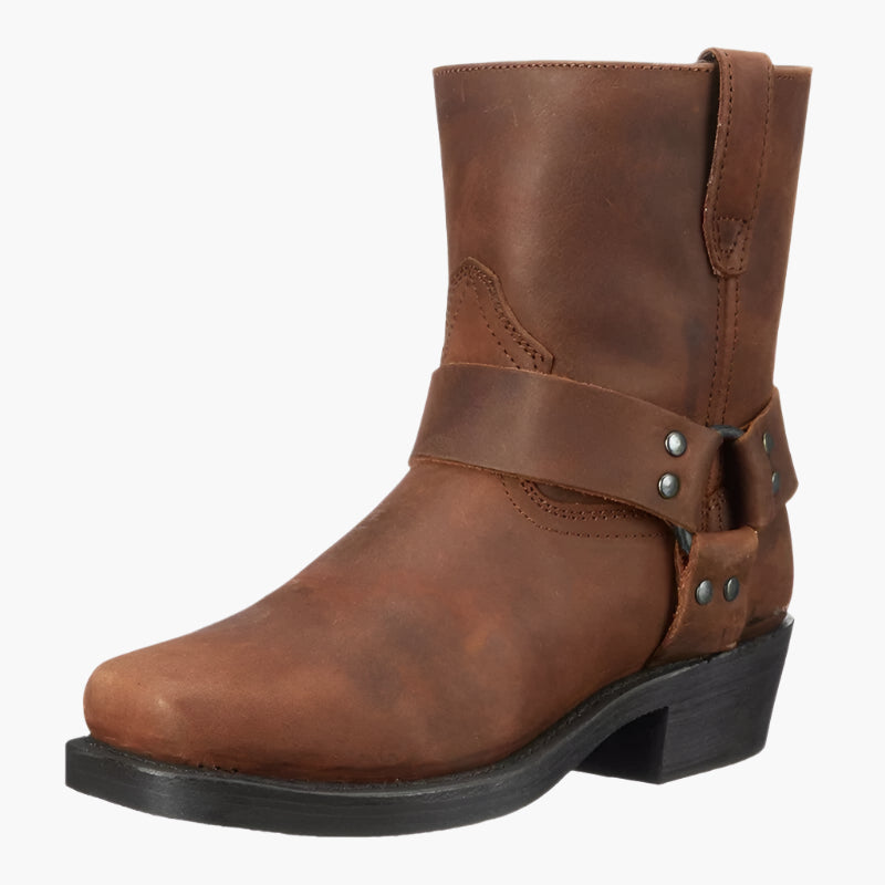 Heren Enkellaarzen met Klassieke Western Look en Stoere Gespdetails