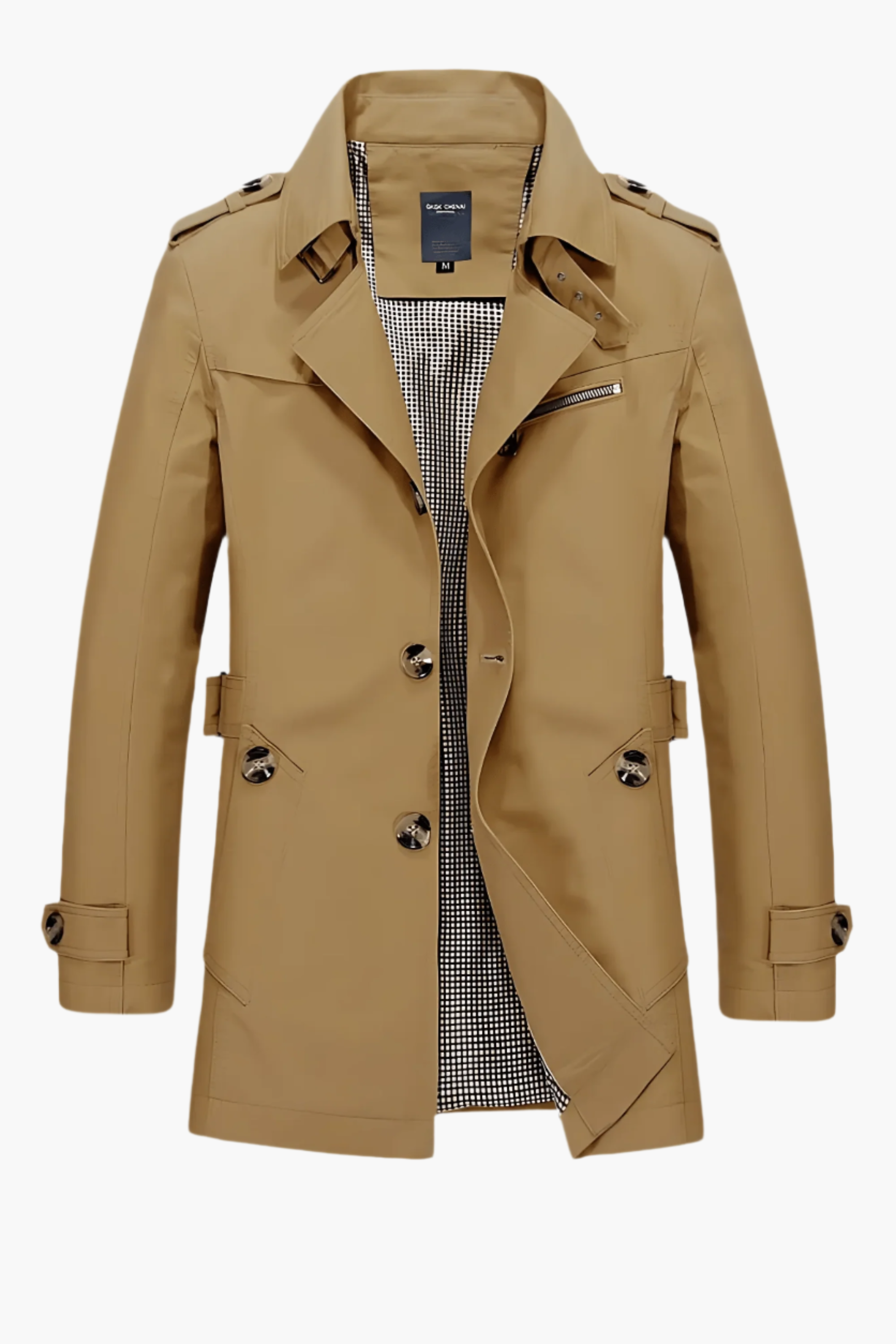 Men's Trench Coat with Notched Collar – Stylish Spring and Autumn Jacket for Business and Casual Outfits
