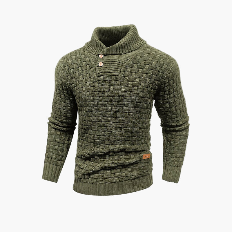 Stylish thermal knitted men's sweater with turtleneck for daily use
