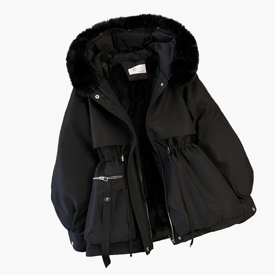 Women's Winter Coat with Hood and Fleece Lining – Stylish Warm Parka for Cold Days