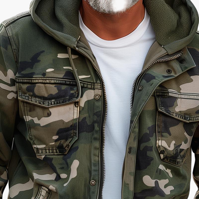 Heren Outdoor Stijlvolle Cargojack met Capuchon – Camouflage Design voor Avontuur en Streetwear