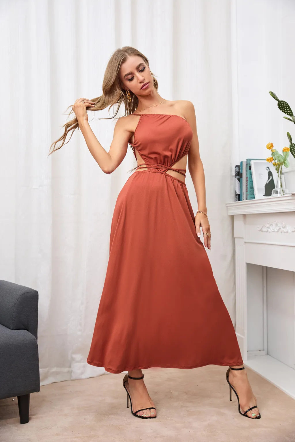 Pamela – Boho Long Summer Dress with Halter Neck