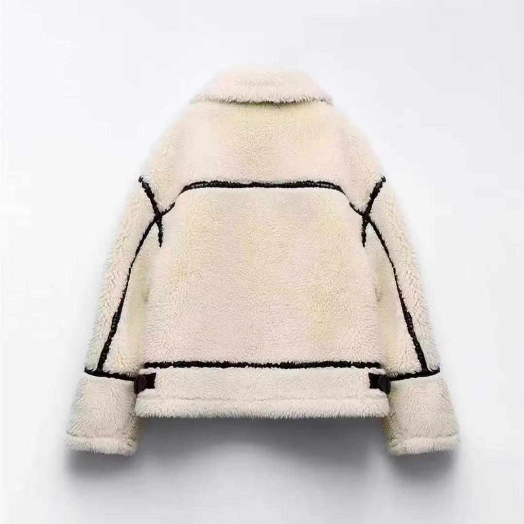 Women's Winter Jacket Teddy Bomber Style – Fashionable Warm Outdoor Jacket for Casual and Business Occasions