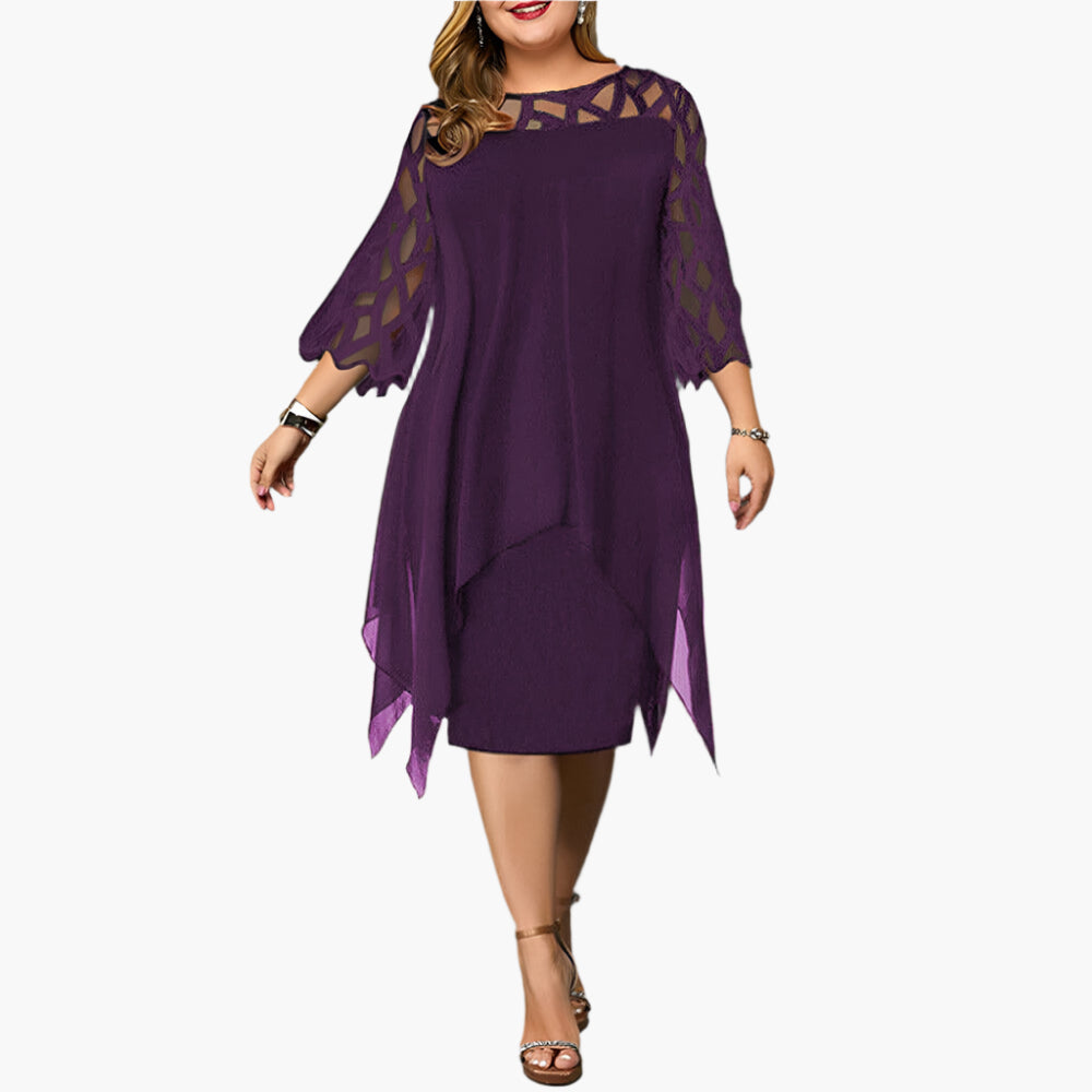 Ladies Plus Size Chic Midi Dress with Lace and Modern Style – Perfect for Festive Occasions