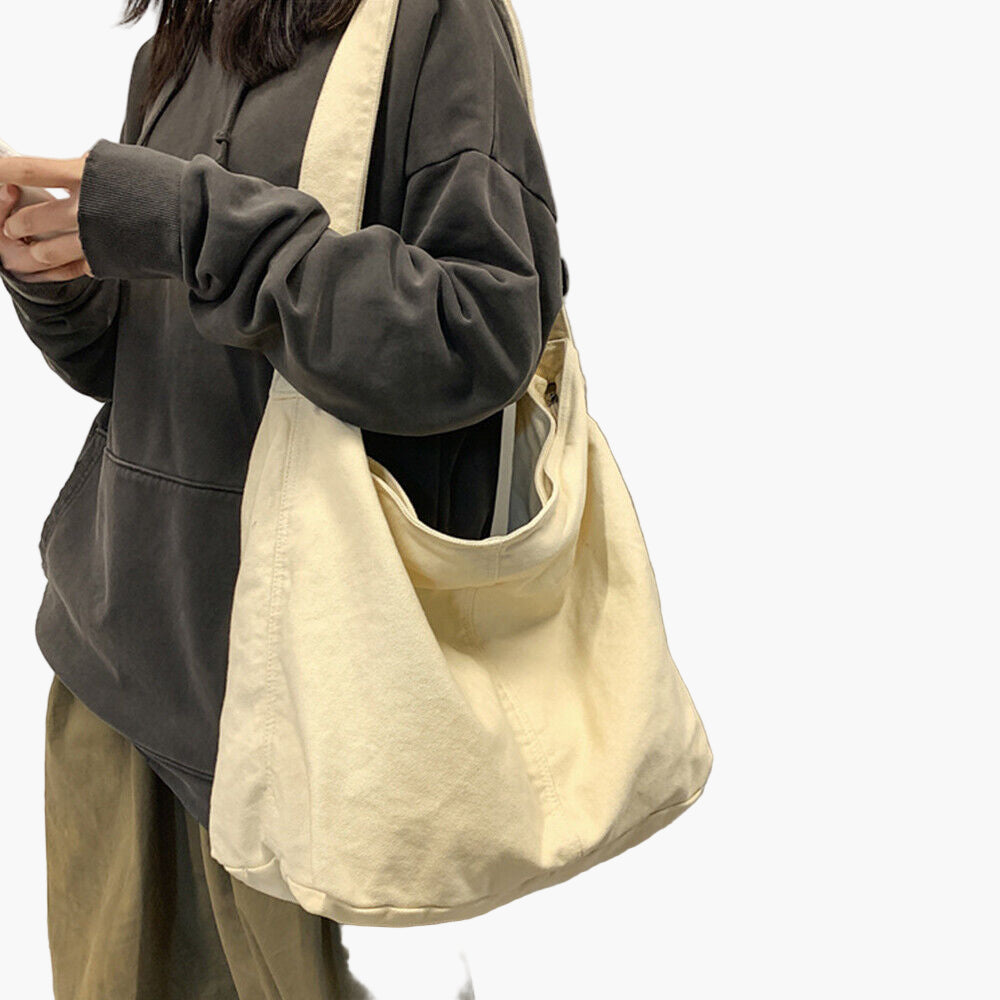 Women's Oversized Canvas Shoulder Bag for Daily Use – Casual and Trendy