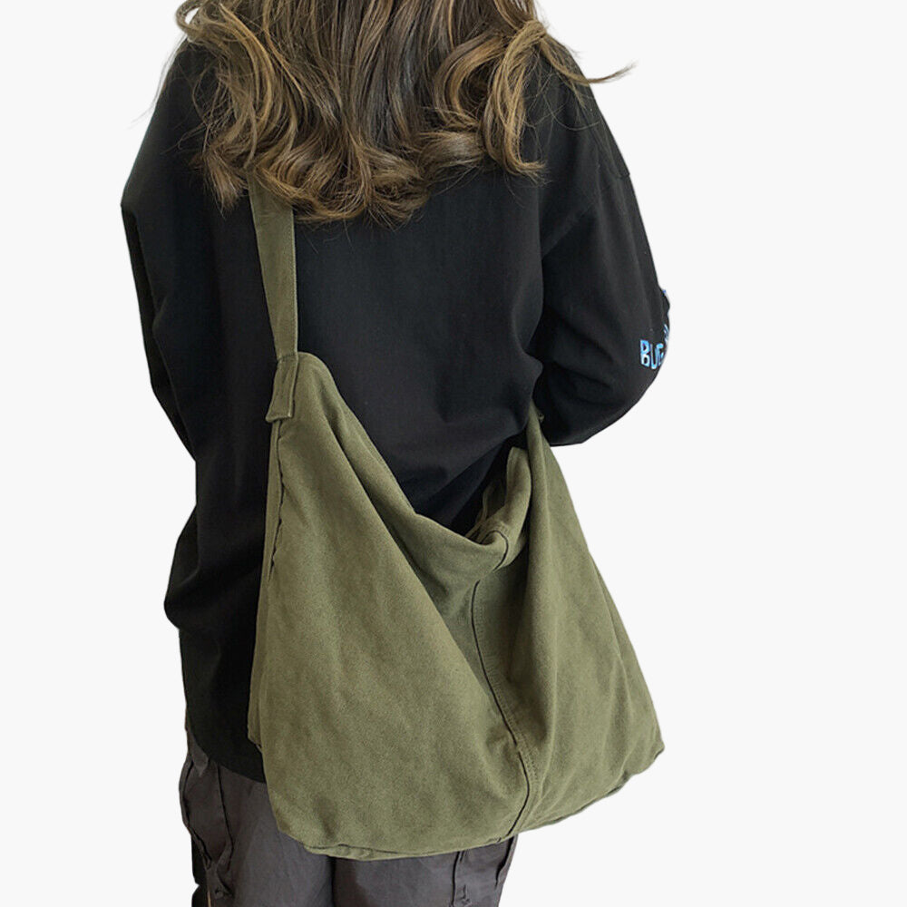 Women's Oversized Canvas Shoulder Bag for Daily Use – Casual and Trendy