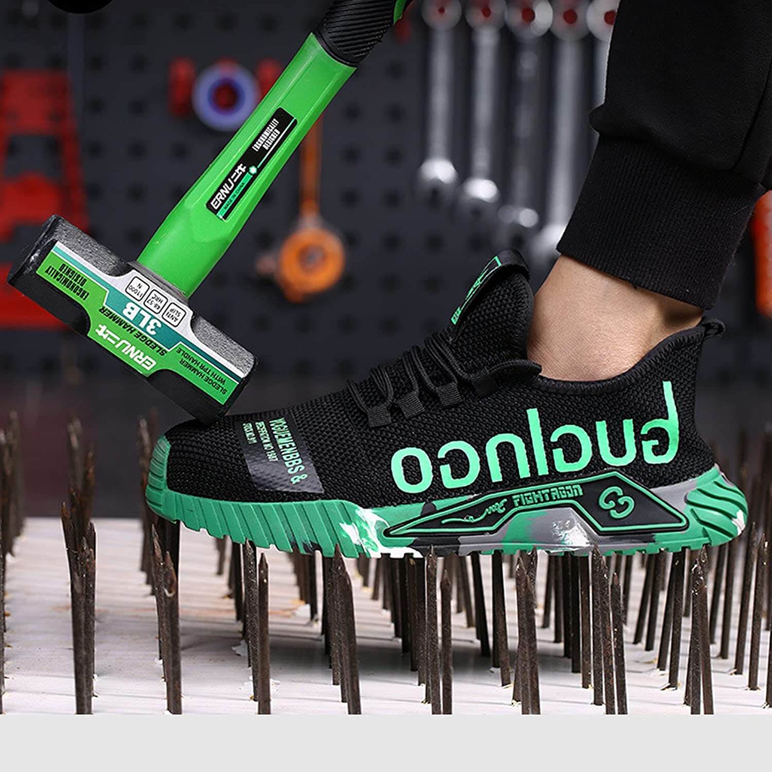 Men's Safety Shoes Sporty Work Shoes with Steel Toe for Construction and Outdoor