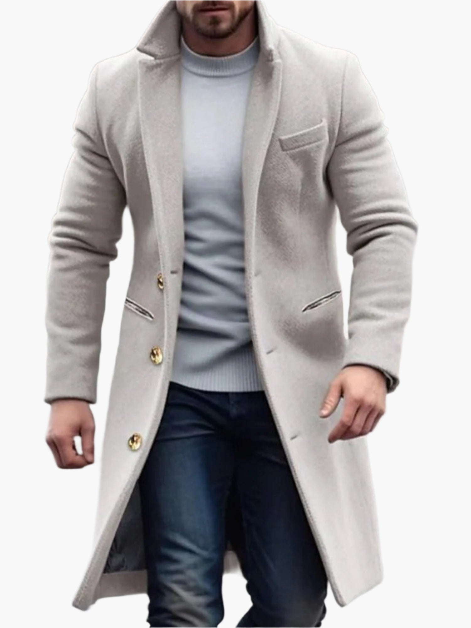 Men's Long Coat Classic Style – Perfect for Winter and Stylish Occasions