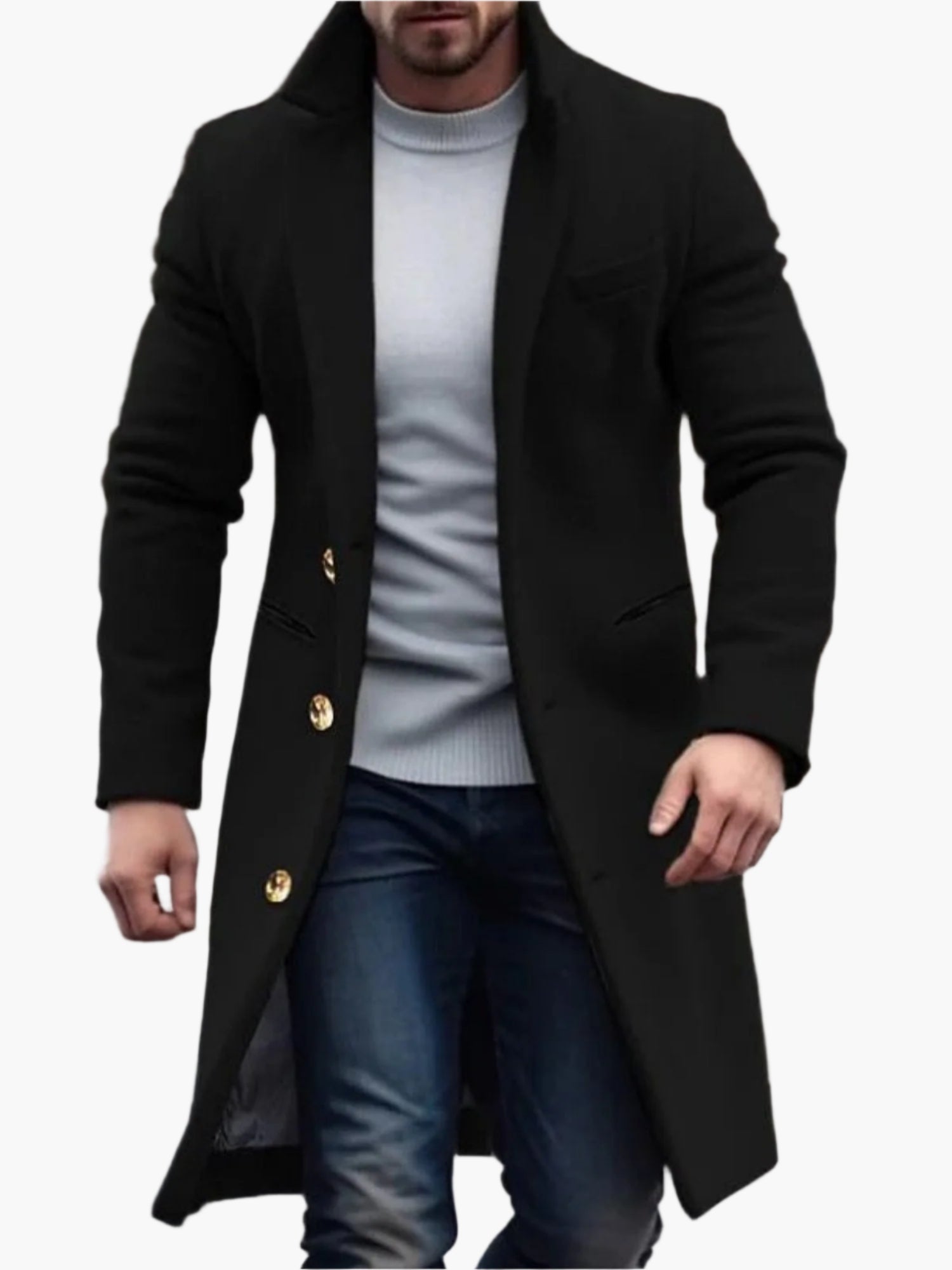 Men's Long Coat Classic Style – Perfect for Winter and Stylish Occasions