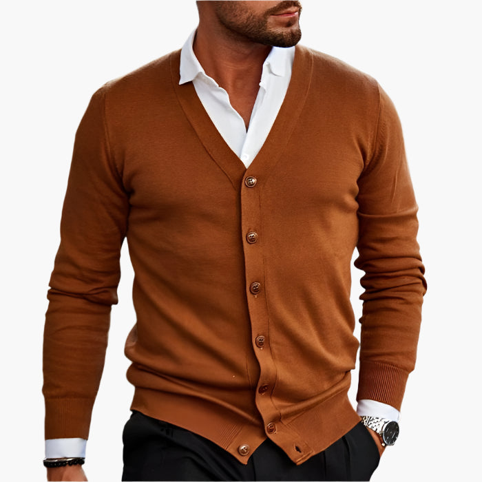 Men's Cardigan V-neck Buttons Stylish Casual Officewear