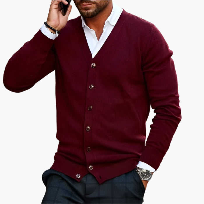 Men's Cardigan V-neck Buttons Stylish Casual Officewear