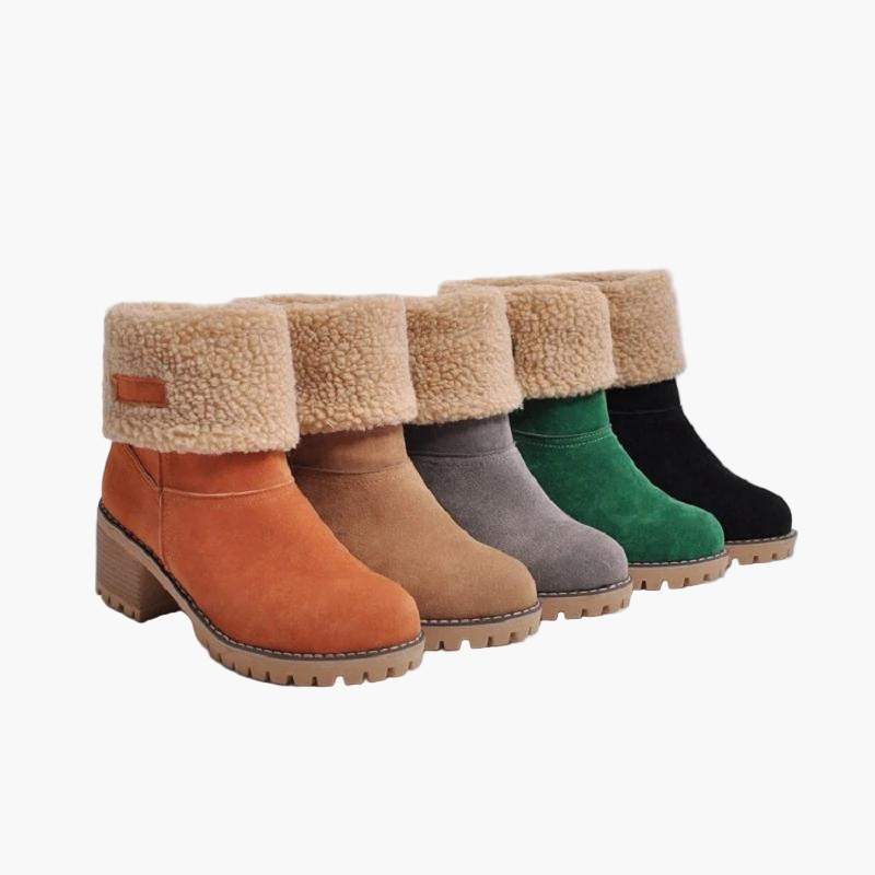 Women's Warm Suede Ankle Boots with Foldable Shaft – Comfortable Winter Boots for Every Occasion