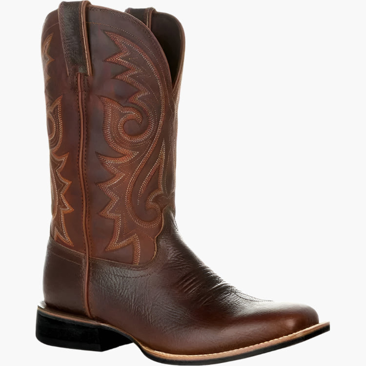 Men's cowboy boot – classic western boot with decorative stitching and block heel