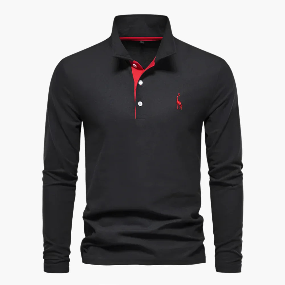 Stylish men's polo shirt with long sleeves and modern collar