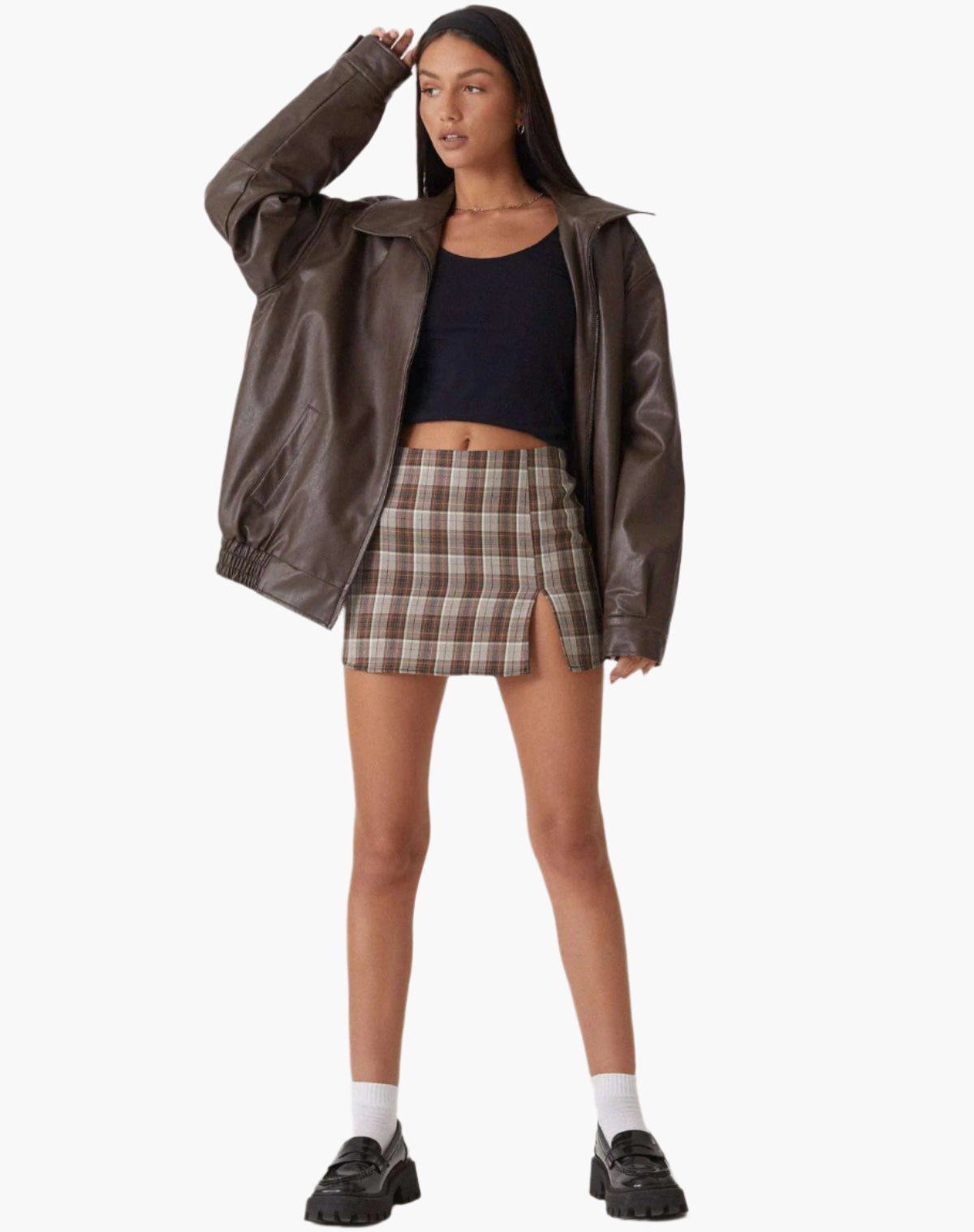 Women's Oversized Leather Jacket – Fashionable Streetstyle Jacket for Casual and Evening Looks